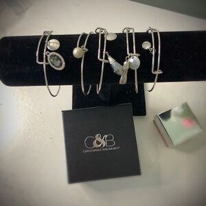 Christopher & Banks Silver Bracelet with Black Gemstone